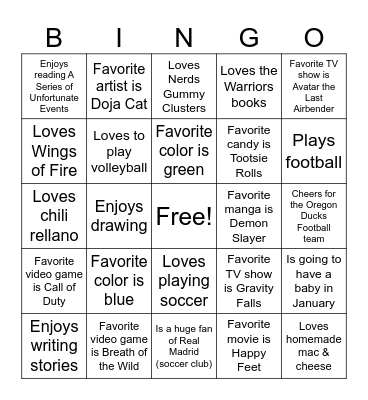 Class Bingo (per 6) Bingo Card