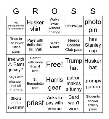 Season Opener Bingo Card