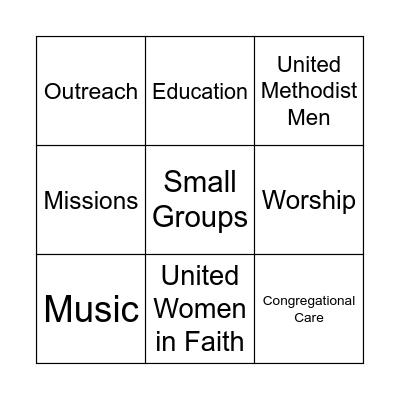 Ministry Fair Bingo Card