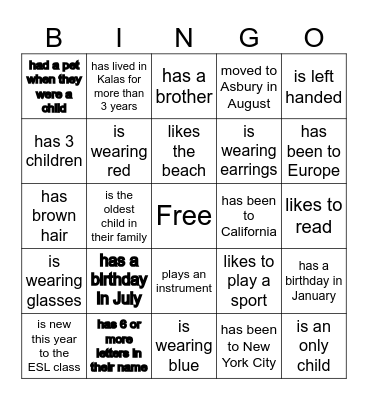 FIND SOMEONE WHO... Bingo Card