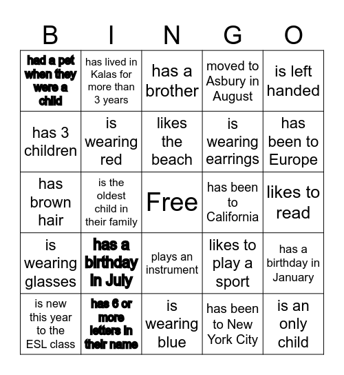 FIND SOMEONE WHO... Bingo Card