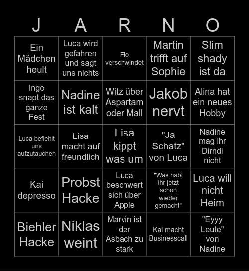 Saufbingo Card