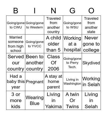 Find someone that is/has... Bingo Card
