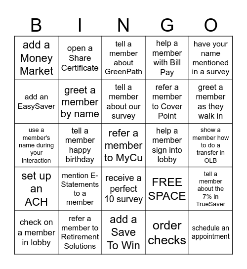 SEPTEMBER SERVICE Bingo Card