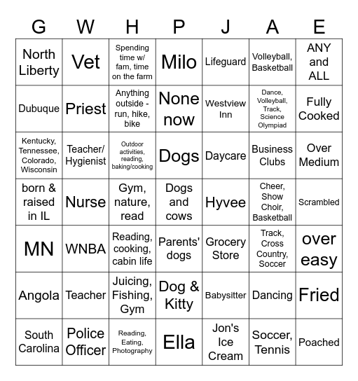 TIFFIN THRIVE 2024 Bingo Card