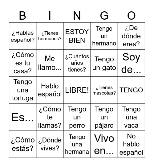 Preliminary Q / A Repaso Bingo Card