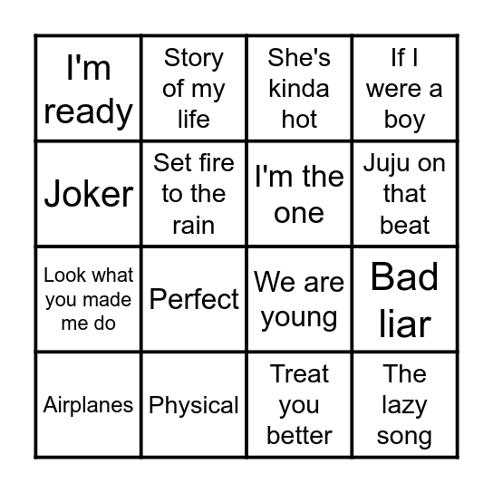 Music bingo Card