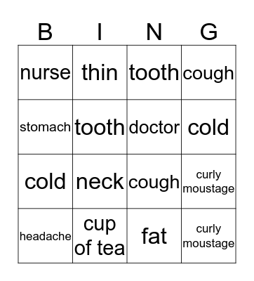 Doctor's Bingo Card