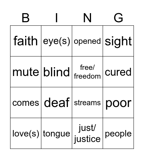 23rd Sunday year B Bingo Card