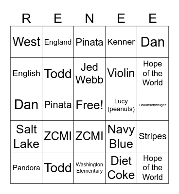 Hip Hip Renee Bingo Card