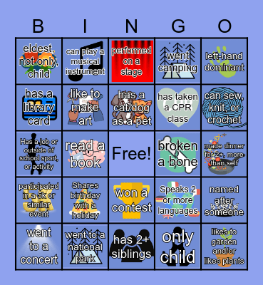 Homeroom Party 2024 Bingo! *Squares with "went to a concert", for example, are within the last year Sep '23 - Sep '24* Bingo Card