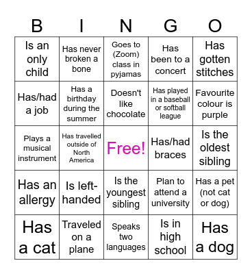 Youth Advisory Board Bingo! Bingo Card