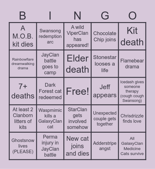 GalaxyClan Year 22 Bingo Card