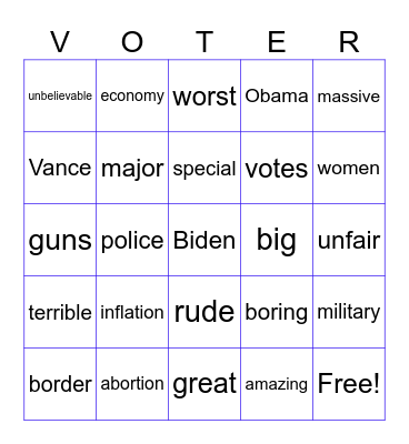 Debate Bingo Card