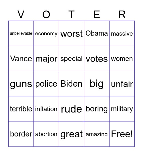 Debate Bingo Card