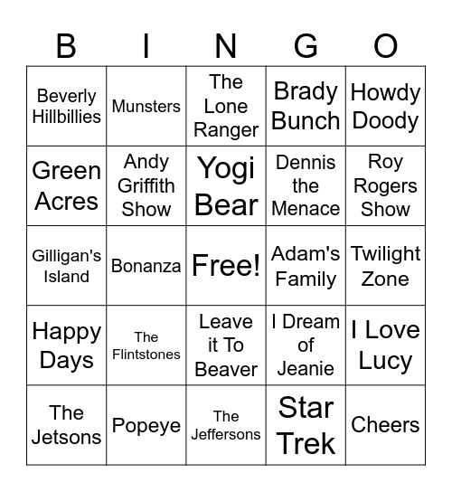 TV SHOW BINGO Card