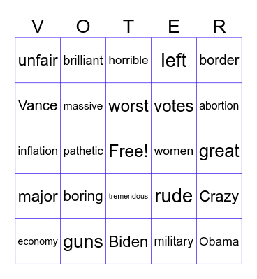 Debate Bingo Card