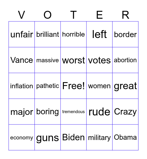 Debate Bingo Card