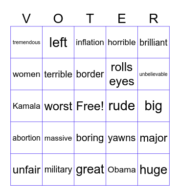 Debate Bingo Card