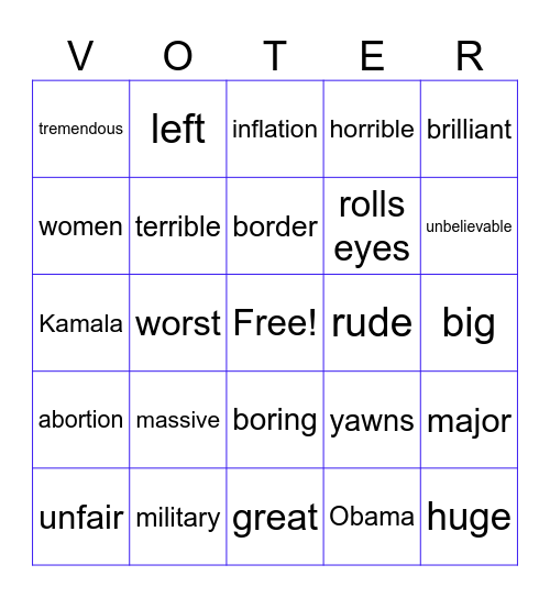 Debate Bingo Card