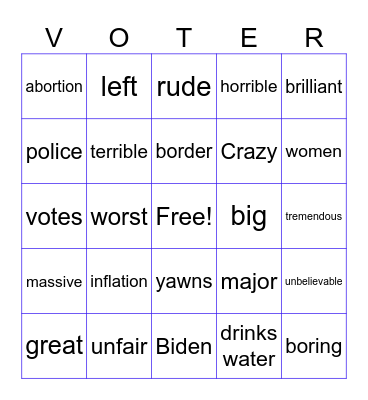 Debate Bingo Card