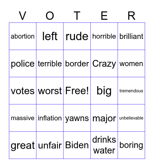 Debate Bingo Card