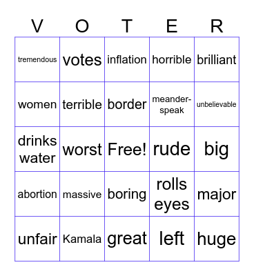Debate Bingo Card