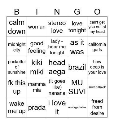 SUVEHITTIDE BINGO Card