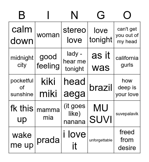 SUVEHITTIDE BINGO Card