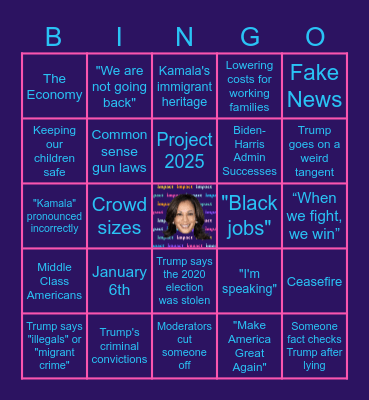 Impact Presidential Debate Bingo Card