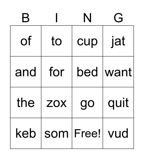 3rd Grade Bingo Card