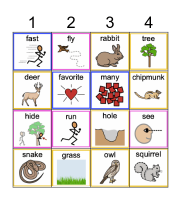 In the Woods Bingo Card