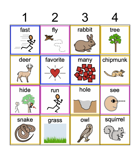 In the Woods Bingo Card