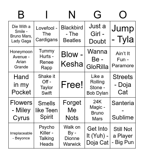 Kai’s Bingo Hour Bingo Card