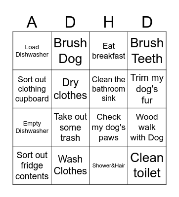 Neurodivergent Taskbingo Card