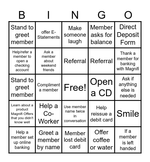 Banking Consultant Bingo Card