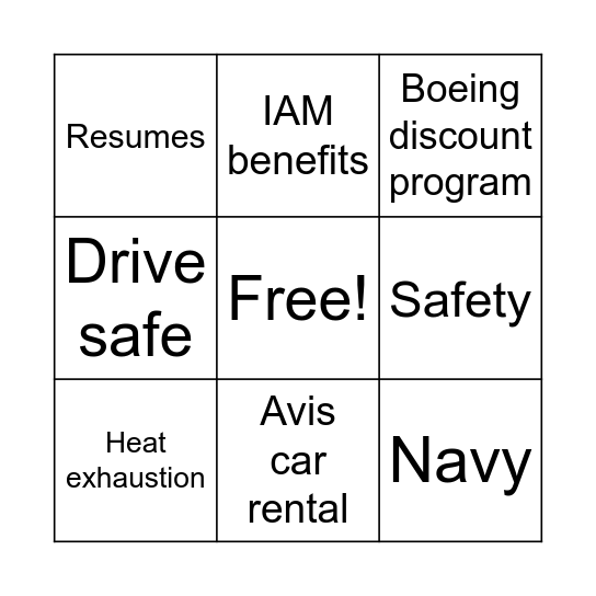 103 Bingo Card