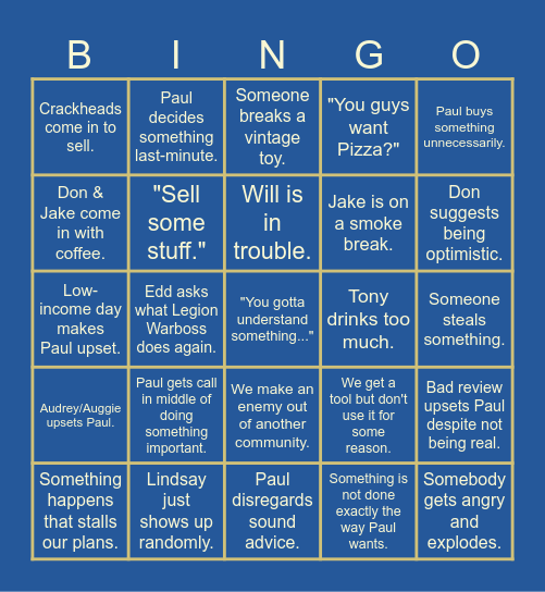 Keepin' it Strange Bingo Card