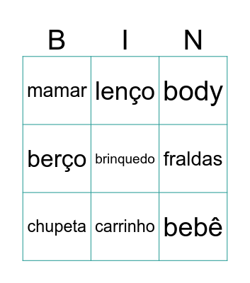 Bingo do Bento Bingo Card