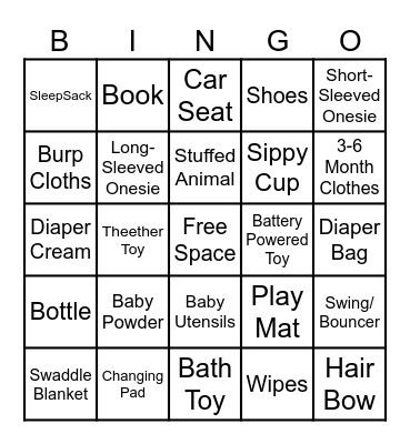 baby shower gift bingo Card