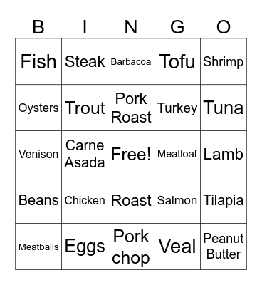 High Protein Bingo Card