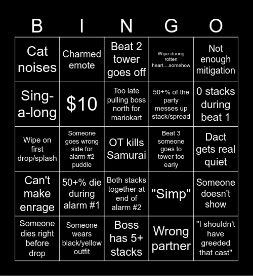 M2 Savage Bingo Card