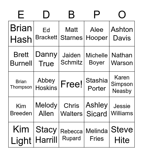 Downtown Volunteer Bingo Card