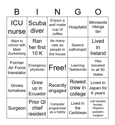 Leadership Academy Bingo Card