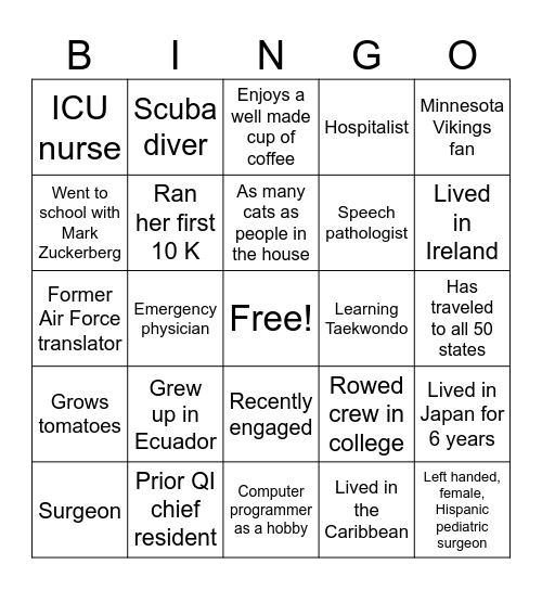 Leadership Academy Bingo Card