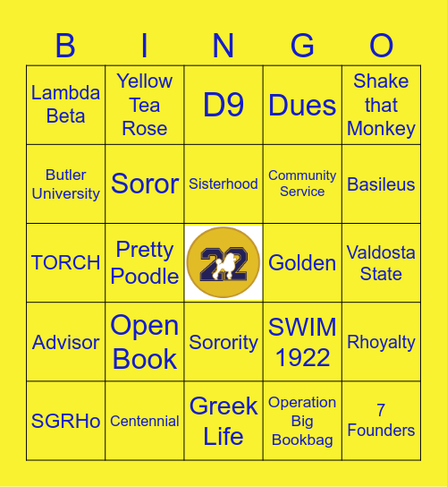 SGRho Bingo Card