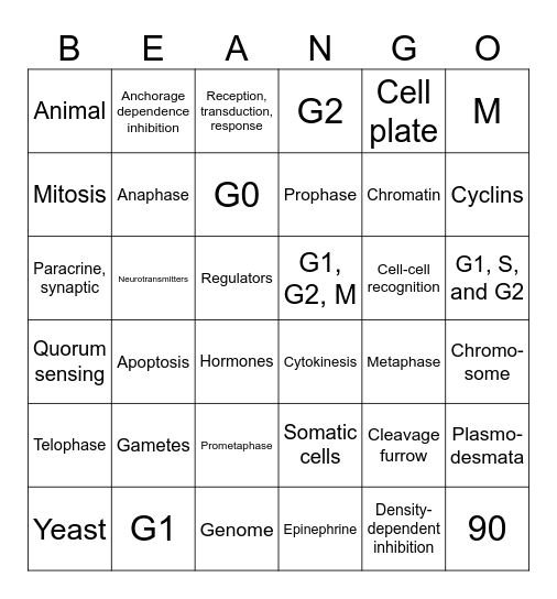 CELL COMMUNICATION AND CELL CYCLE Bingo Card