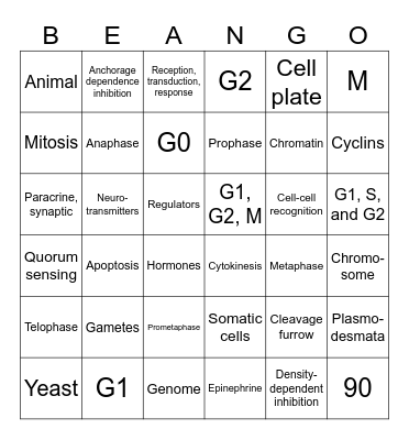 CELL COMMUNICATION AND CELL CYCLE Bingo Card