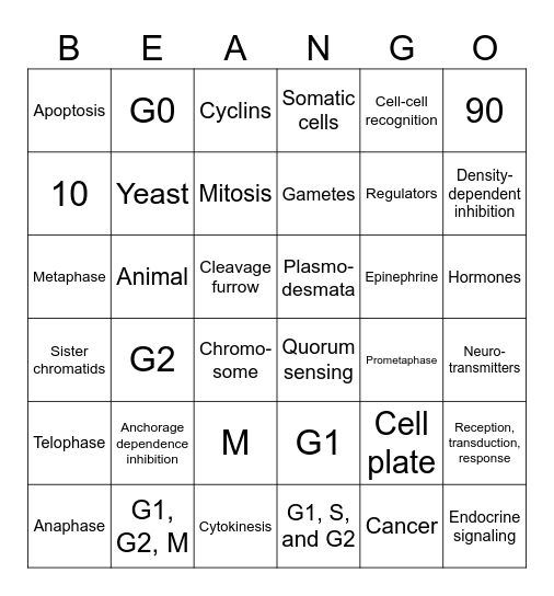 CELL COMMUNICATION AND CELL CYCLE Bingo Card