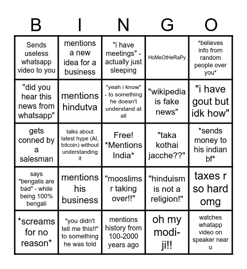 The Baldy Bald Bingo Card